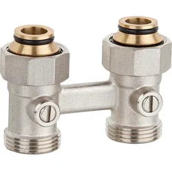 Doppelkugelhahnverschraubung Zweirohrsystem 3/4''IG Durchgang mit Eurokonus