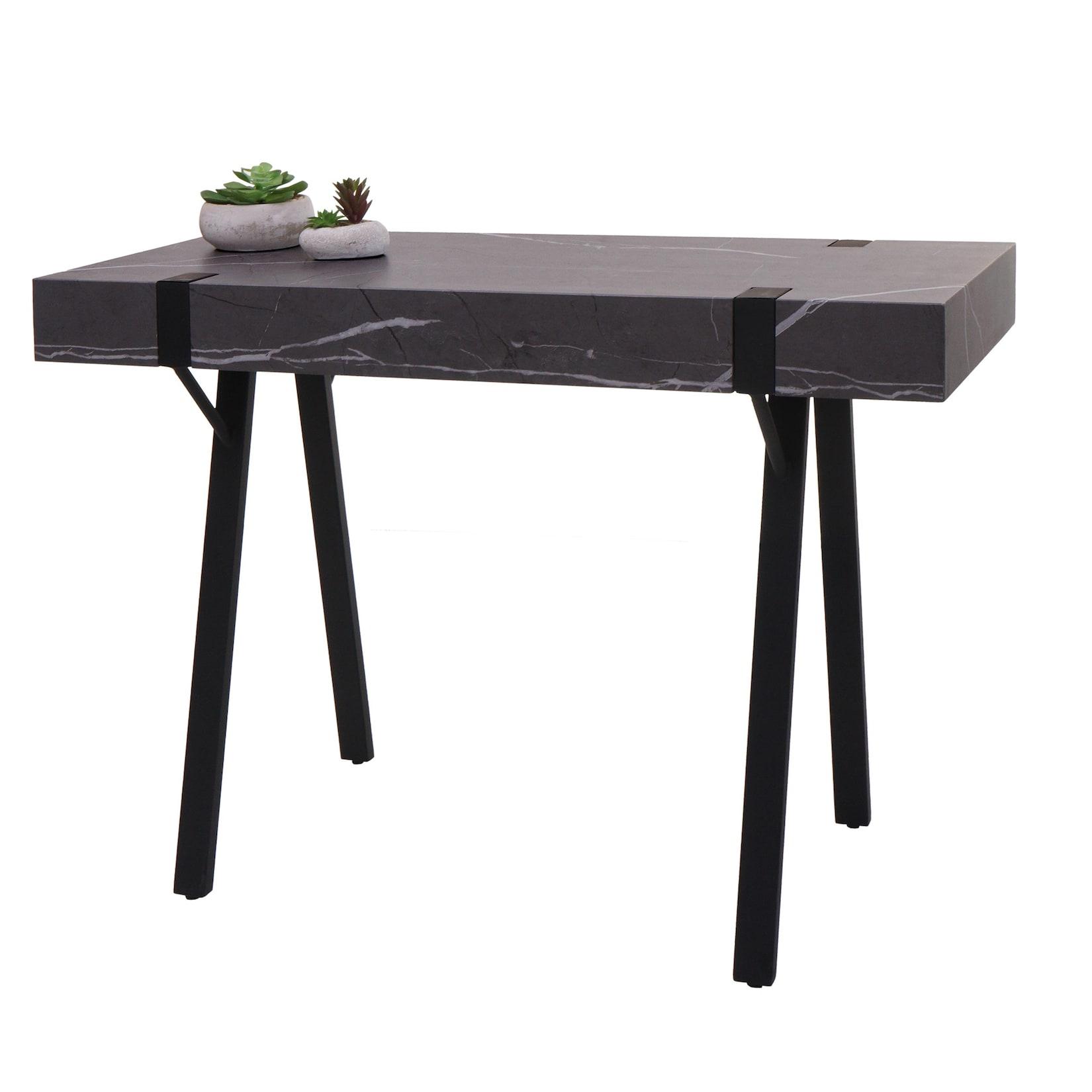 Konsolentisch MCW-L54, Telefontisch Arbeitstisch Beistelltisch Ablagetisch, Metall 75x100x40cm ~ Marmor-Optik grau