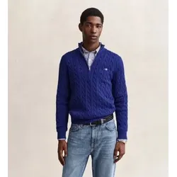 Gant für Herren. 8050603 Zopfmuster-Pullover mit blauem Einsatz (M), Lässig, Klassisch, Bio-Baumwolle
