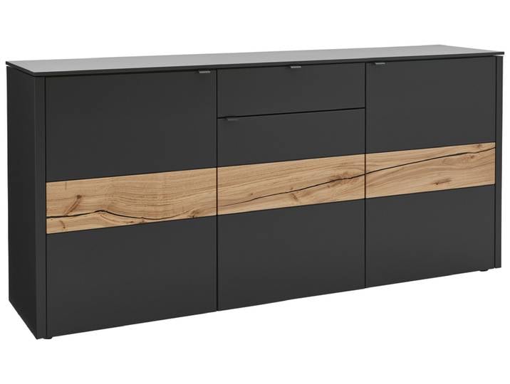 Sideboard GAME 186x89x43 cm Lack anthrazit/Absetzung Balkeneiche