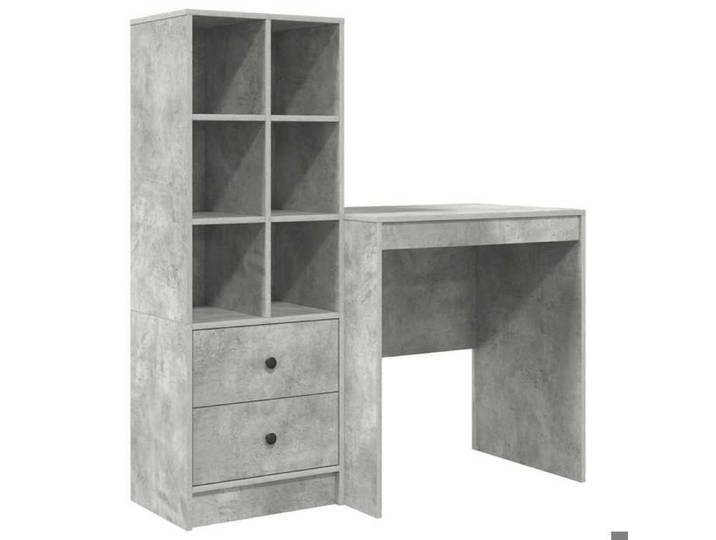 YUN@Meuble de Bureau - MODERNE - Table de bureau - avec rangement - Gris Béton Bois d'Ingénierie @7492@