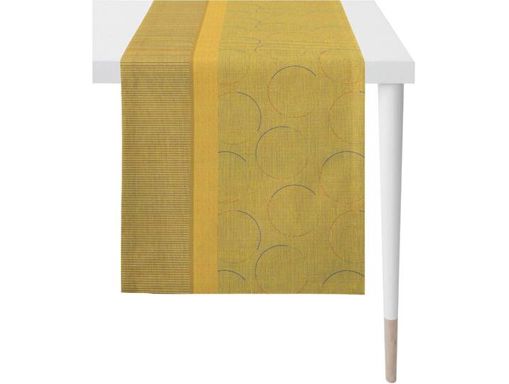 Tischläufer APELT 1305 Loft Style, Jacquard , gelb (gelb, goldfarben), B:44cm L:140cm, Polyester, Viskose, Tischdecken, Tischläufer