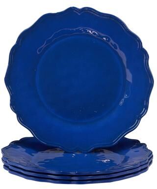 "Certified International Blue Indigo Crackle Melamine 9"" Salad/Dessert Plates, Set of 4 - 9"" Diameter x 1"""