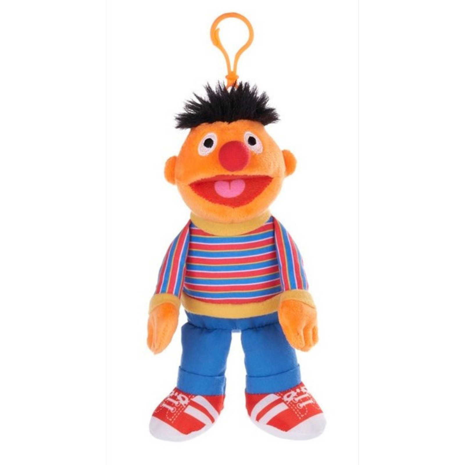 Sesamstraat Ernie knuffel met clip, 20 cm, zacht pluchen speelgoed van Whitehouse Leisure International Ltd