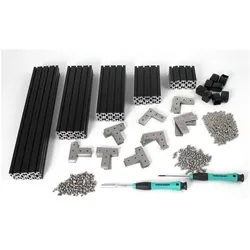 MakerBeam MakerBeamXL Premium Kit, schwarz eloxiert, 15x15mm Profile, Winkel, Eckwürfel, Schrauben, Box (Baukit), Robotik Modul