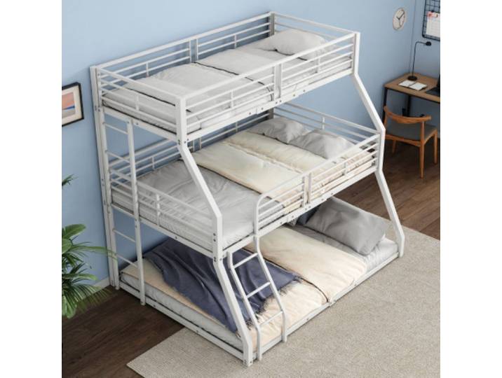 lits superposes enfants 3 places 90/120/140x200 cm Cadre en fer métal Idéal pour enfants adolescents et adultes