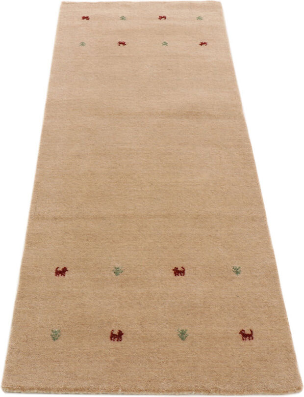Carpetfine Gabbeh Uni Hand Woven Wool Beige Indoor Rug Beige Runner 75 x 240cm