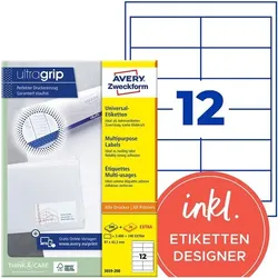 Avery Zweckform 2640er-Pack Universal-Etiketten mit ultragrip »3659-200« weiß