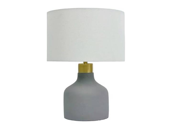 Relaxdays Lampe de Table\, HxD 35 x 25 cm\, Pied béton\, Abat-Jour Tissu\, E27\, Gris/Blanc\, Lampe de Chevet