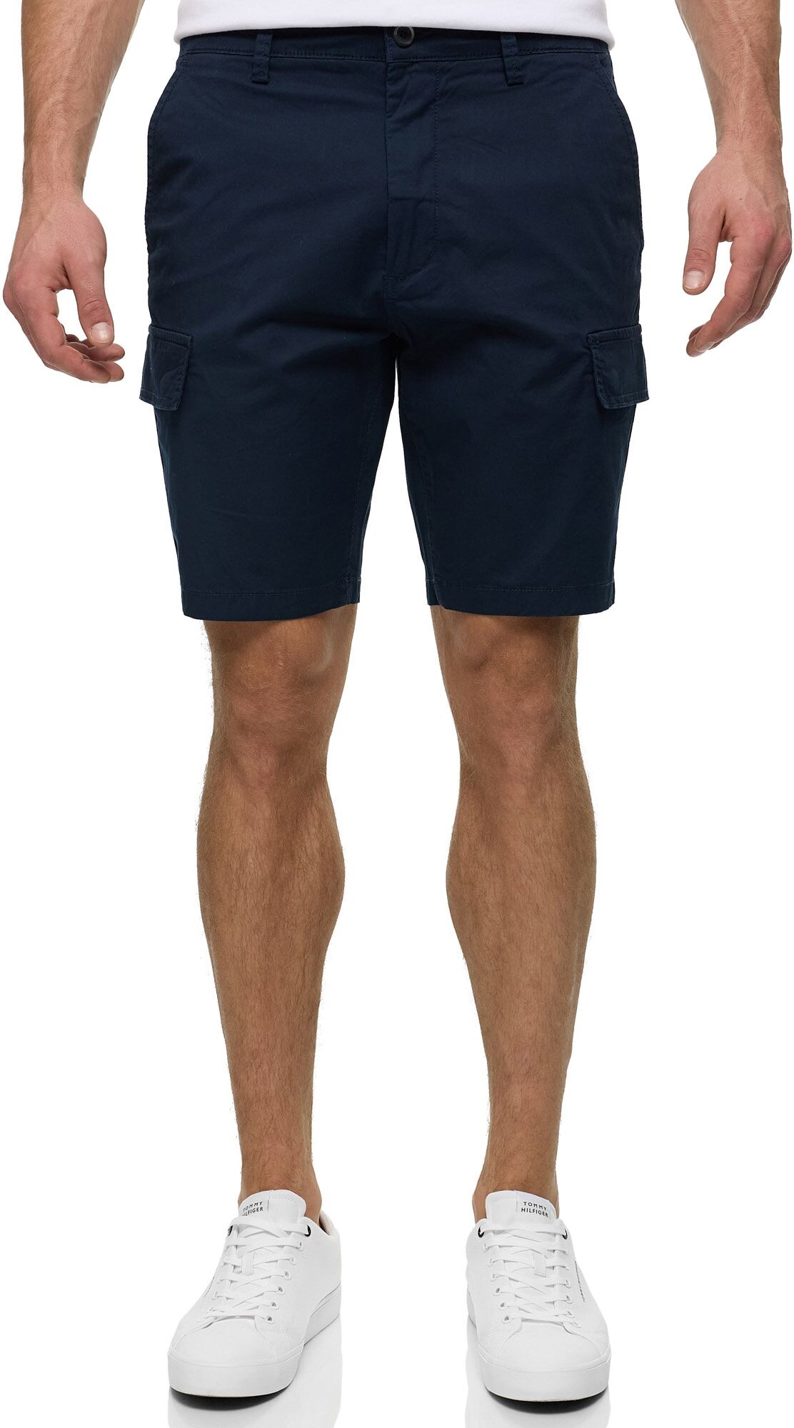 Cargoshorts INDICODE "INSpring Cargo Shorts", Herren, Gr. L, N-Gr, blau (sky captain), Web, Obermaterial: 98% Baumwolle, 2% Elasthan, unifarben, regular fit knielang, Hosen Cargoshorts sky captain L, N-Gr