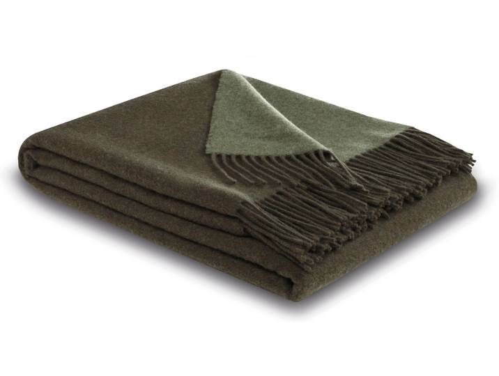 Wohndecke BIEDERLACK Soft Impression im Doubleface-Look , grün (forest, salvia), B:130cm L:235cm, Baumwolle, Kaschmir, Wohndecken, Wohndecke, Baumwolle-Kaschmir-Mix