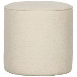 Hocker Sara - Bouclé-Stoff Creme, Ø 46 cm