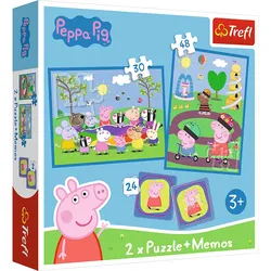 Puzzle - "2in1 + Memos" - Glückliche Momente mit Peppa Pig Trefl 93331