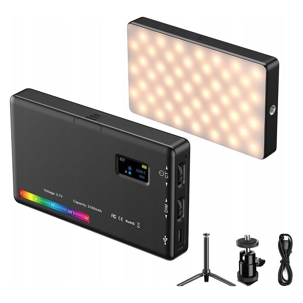Apexel LED 140 Rgb / 3100 Mah 1/4"" Iso + Statyw + Głowica 3D (APL-FL07) (Ringlicht, Videoleuchte) (APEXEL)