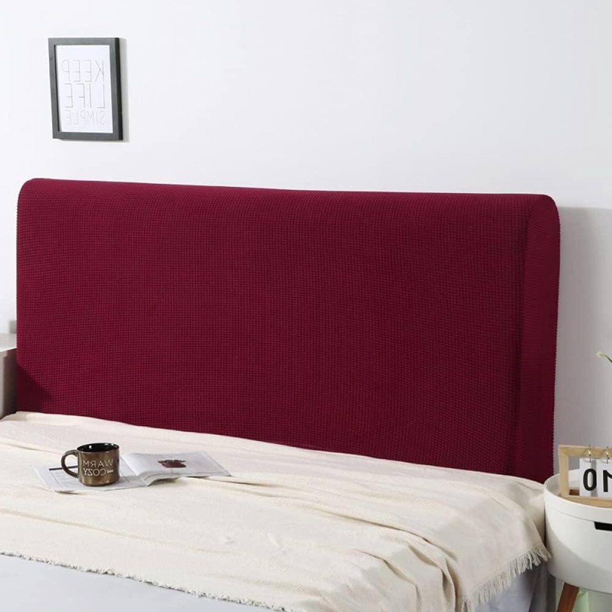 Rood Hoofdbord Beschermhoes voor volwassenen - Rekbare en stofdichte bedrugleuning cover - 120 cm