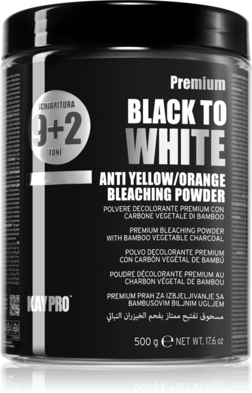 Kaypro Black To White Anti Yellow/Orange Bleaching Powder poudre décolorante pour cheveux à usage professionnel 500 g