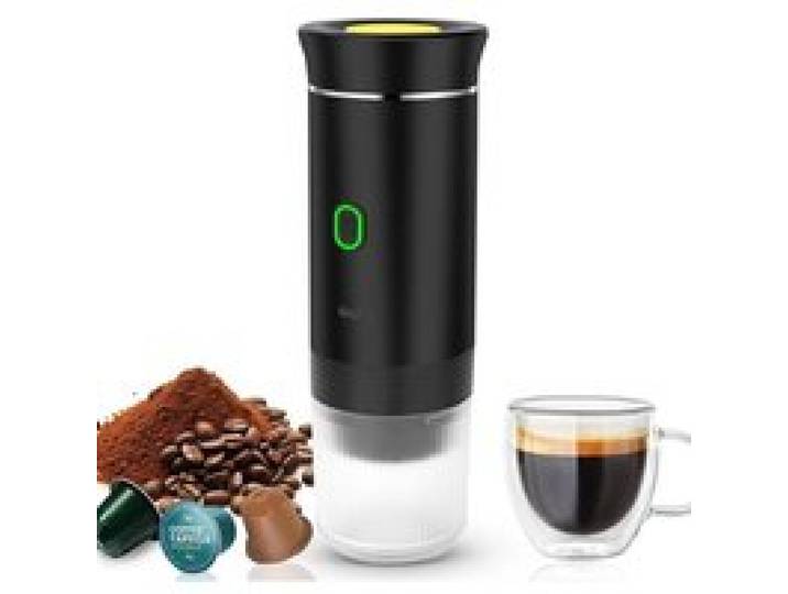 Cafetière Portable 3 en 1 Machine Expresso Voyage Compatible Grandes et Petites Capsules Chauffage Rapide Café Moulu