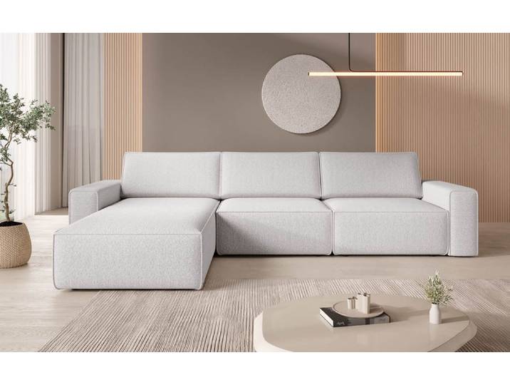 Modulares Ecksofa Yuma aus Bouclé - Anthrazit - Rechts - Bouclé - Luxusbetten24