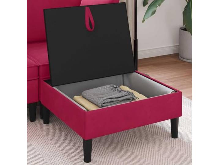 KTHLBRH Sitzhocker mit Aufbewahrung in Weinrot Samt Gepolstert aus robustem Sperrholz, 70 x 70 x 40 cm, 1-Sitzer, einfache Reinigung