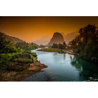 Fototapete PAPERMOON "Fluss in Landschaft", bunt, B:2m L:1,49m, Vlies, Tapeten