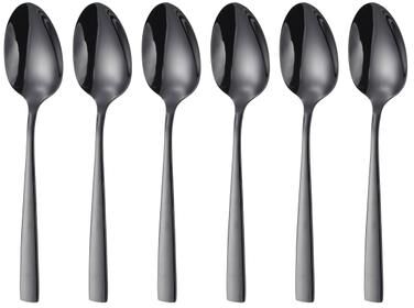 Elama 6 Piece Mirror Polished Stainless Steel Teaspoon Set in Black