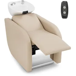 BarberPub Elektrische Friseurstuhl mit Waschbecken & Knetmassage, Elektrische Beinstütze, Friseurwaschbecken aus Keramik Verstellbar, Friseurwaschsessel für SPA Salon W8623