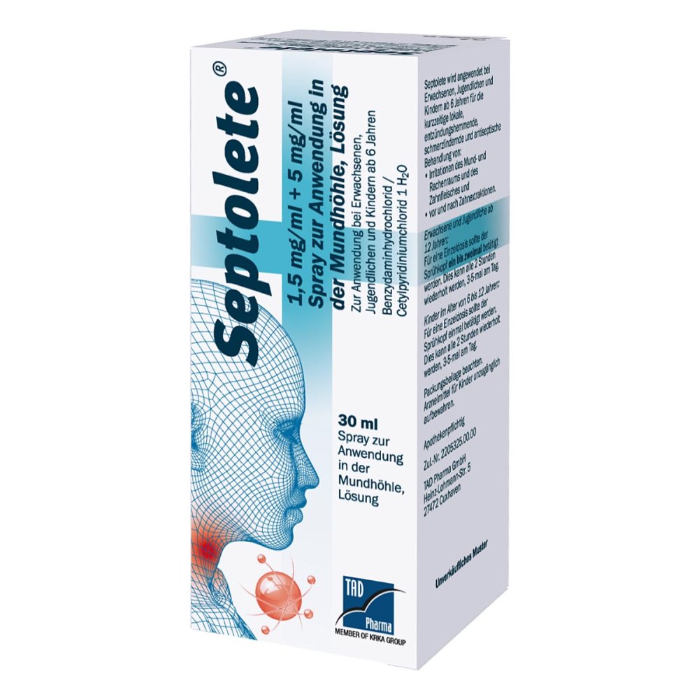 TAD Pharma GmbH Septolete 1,5mg/ml + 5mg/ml Spr.z.anw.i.d.mundhö. 17944679
