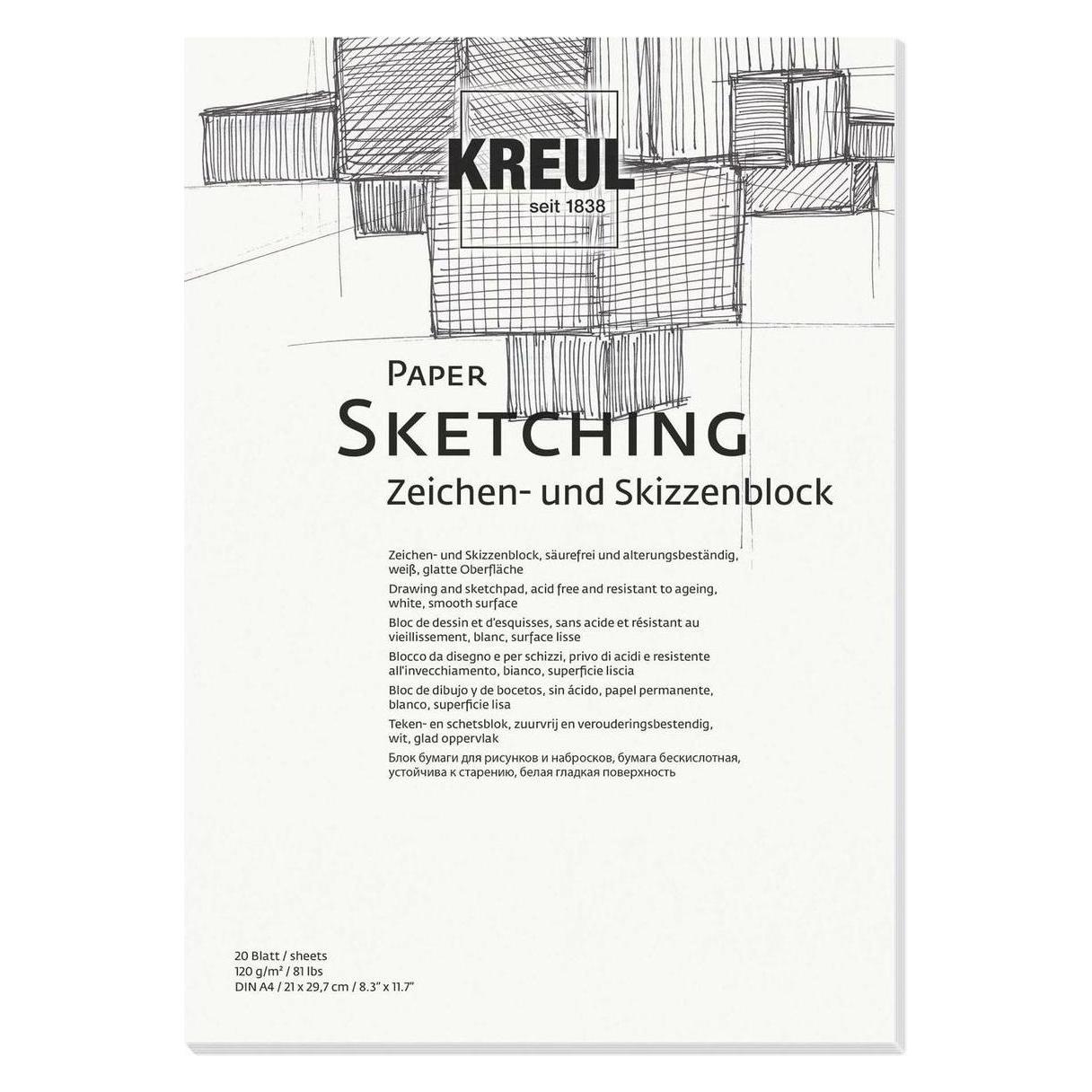Kreul Knstlerblock Paper Sketching, DIN A4, 20 Blatt (A4, Blanko) (69002)