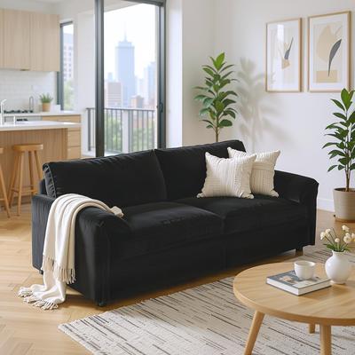 "Homy Casa 66"" Queen Pull-Out Sofa Bed with Storage, Velvet Loveseat, Designed for Everyday Living Work, Relax, Sleep"