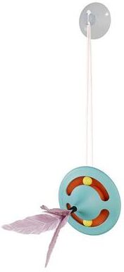 United Interactive Cat Gyro Carousel Toy With Suction Cup Feather Teaser For Indoor Cats green