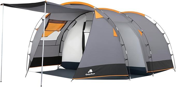 Zelt Super+ für 4 Personen | Großes Tunnelzelt mit 2 Eingängen und Vordach, 3000 mm Wassersäule | Gruppenzelt, Campingzelt, Familienzelt