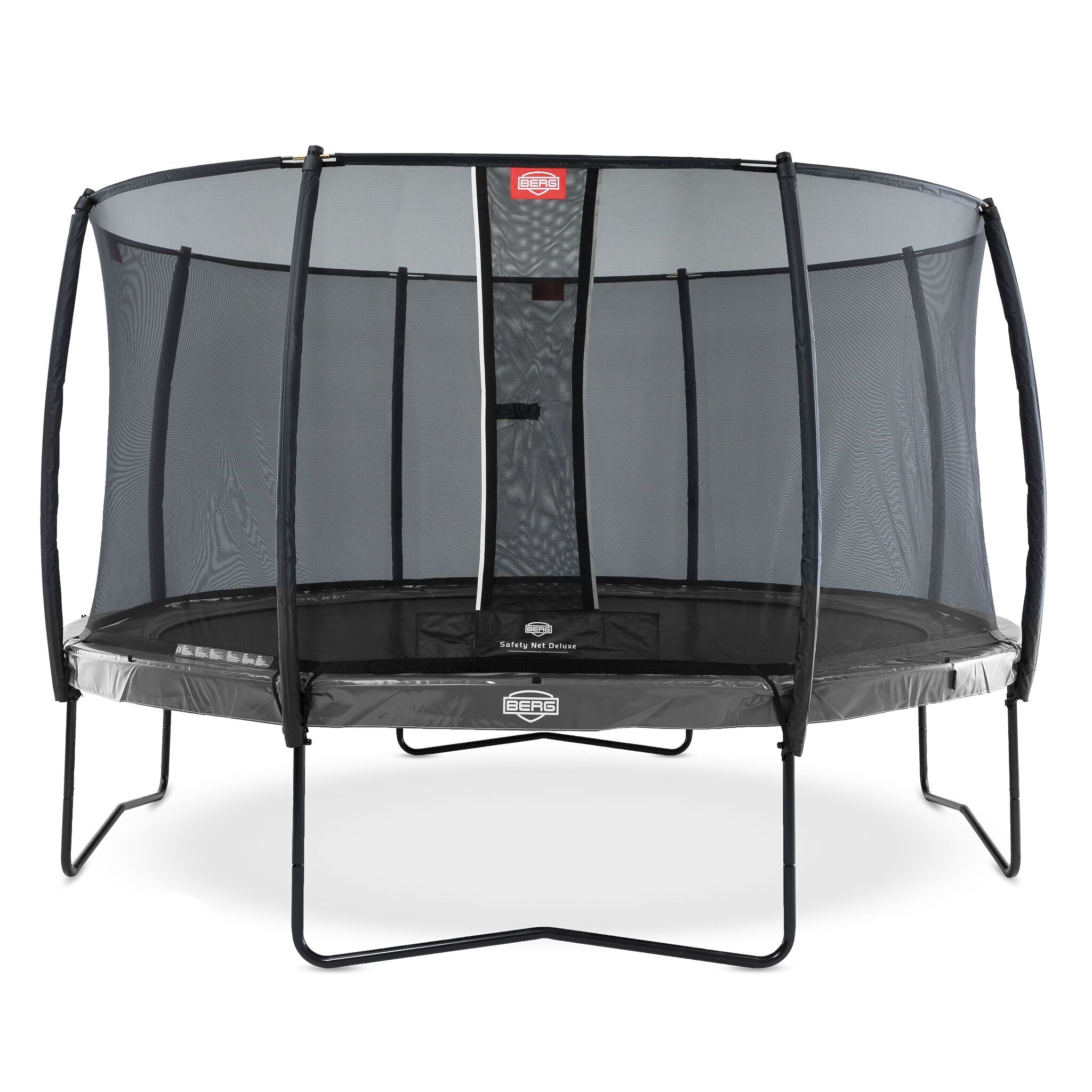 Berg Trampolin "Elite" mit Sicherheitsnetz Deluxe, 430 cm, Grau
