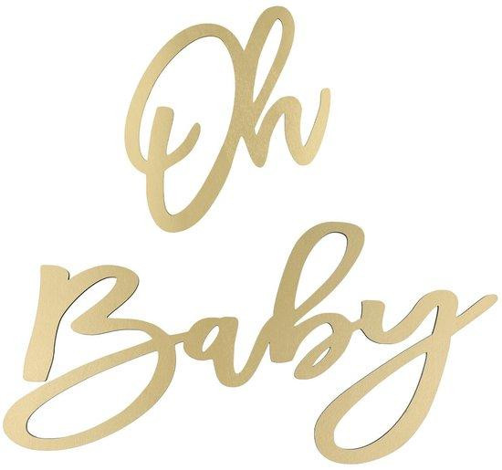 Dailygoods Houten baby decoratie banner met gouden letters