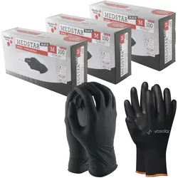 Vasalat, Schutzhandschuhe, Einweghandschuhe Nitril Med EN 374-1 schwarz Gr.M 300 Stück (M)
