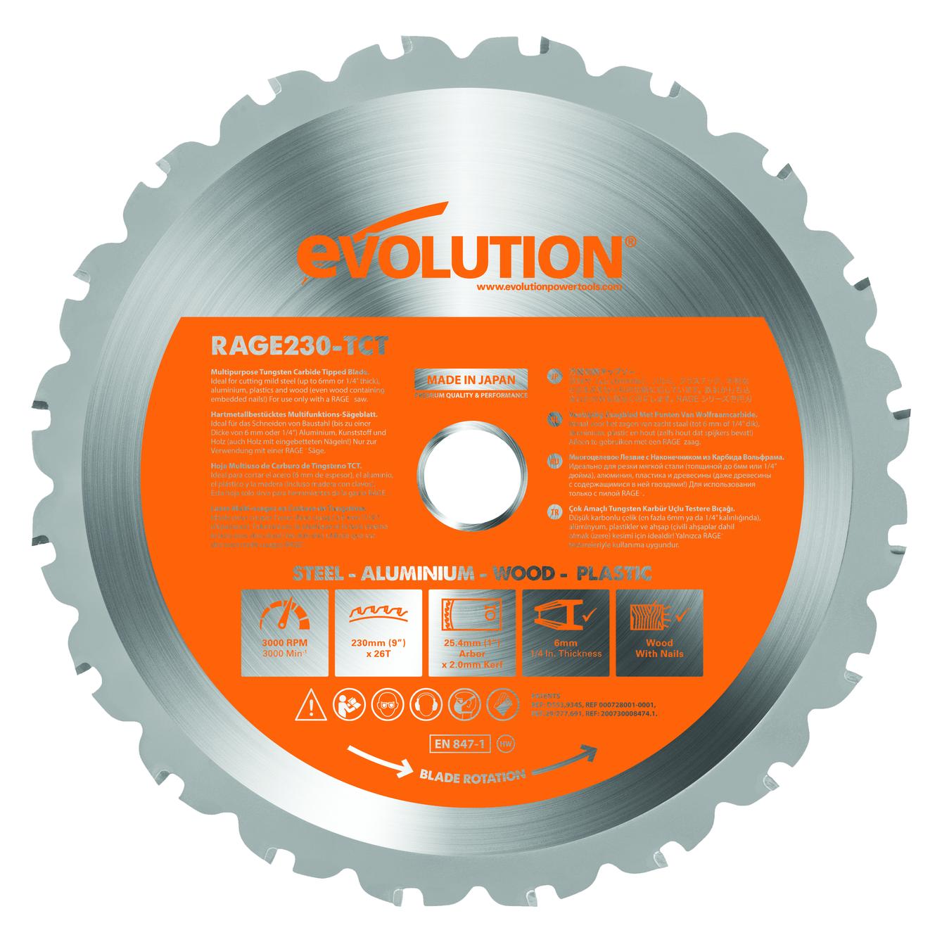 Evolution TCT-Sägeblatt zum Schneiden von 230 mm 48z-Stahl (EVO-230-48-S) (EVO-230-48-S)