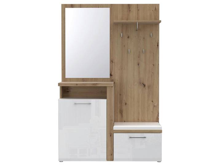 Garderobe Hud Weiß/Eiche Dekor B: 128,8 cm