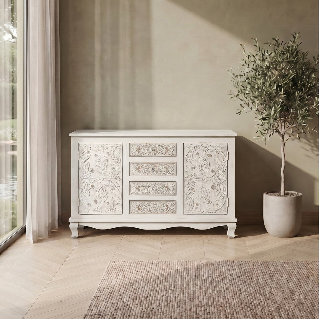 Bloomsbury Market Granger 140cm Sideboard White/Grey 85cm H X 140cm W X 40cm D