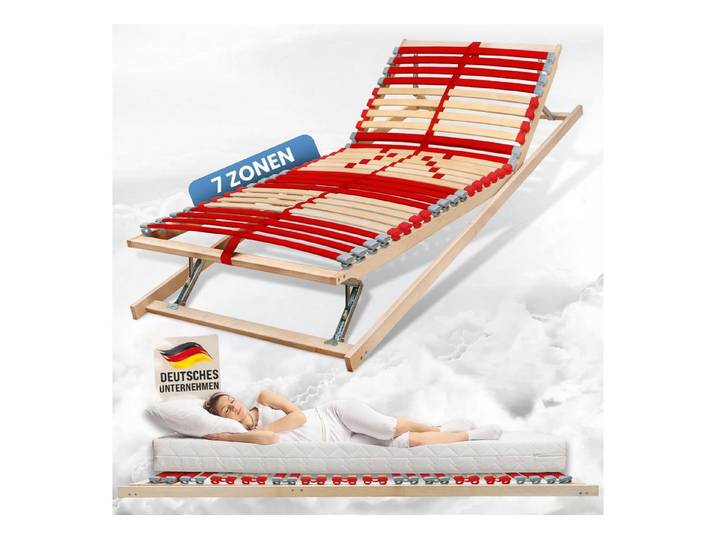 Lattenrost RUBY, Coemo, Kopfteil manuell verstellbar, Fußteil manuell verstellbar, KF 70x200 cm, Holzlattenrost ergonomischer Lattenrahmen Selbstmontage