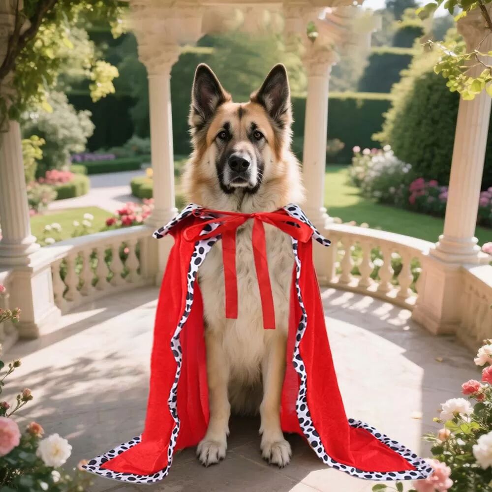 INF Roter Hunde-Königs-Umhang für Halloween-Partys und festliche Anlässe