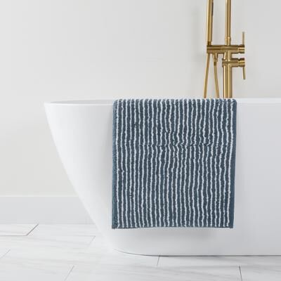 Becky Cameron 100% Cotton Pinstripe Patterned Bath Mat