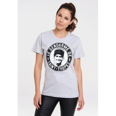 T-Shirt LOGOSHIRT "Gendarm von St.-Tropez", Damen, Gr. S, grau (grau, meliert), 95% Baumwolle, 5% Viskose, bedruckt, meliert, normal, Rundhals, Shirts T-Shirt, mit coolem Print