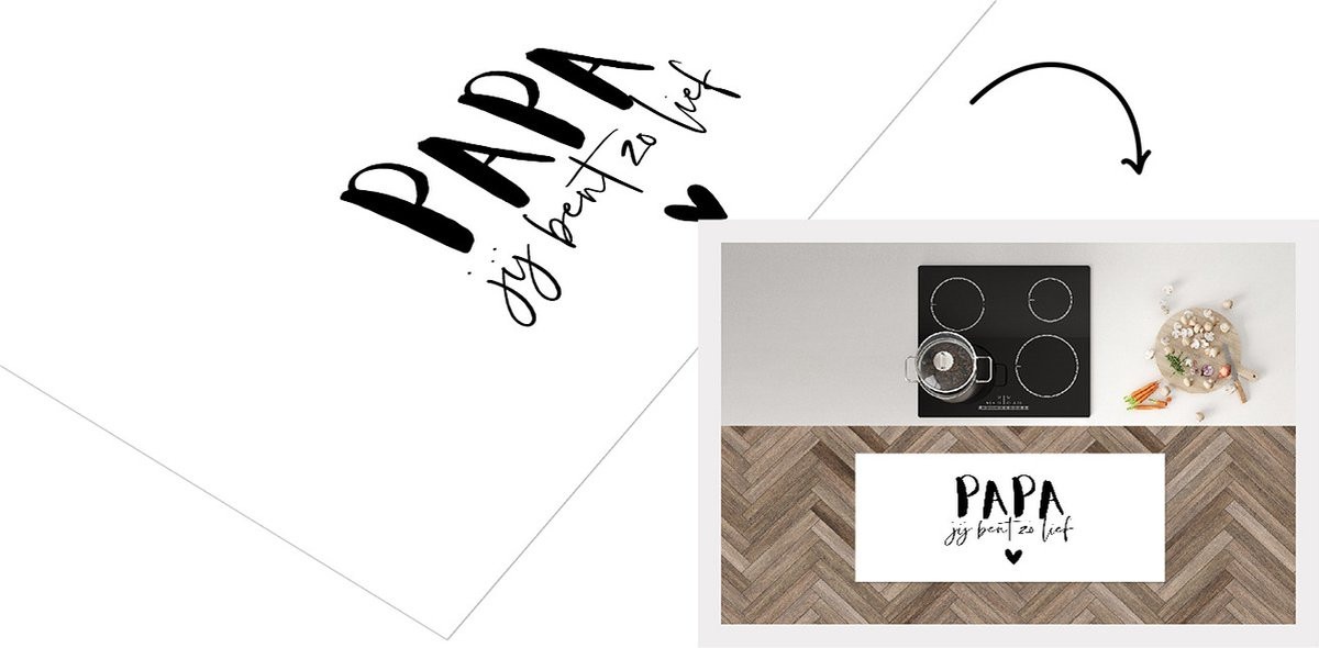 KitchenYeah Keukenloper Vinyl met Quote Papa jij bent zo lief - Breedte: 120 cm, Diepte: 50 cm