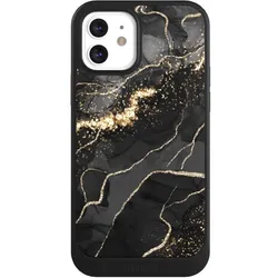 Nivocase Hülle für Apple iPhone 12 Handyhülle NIVOcore Case Schwarz Glitzer Look Marmor Utart (Apple iPhone 12), Smartphone Hülle, Schwarz