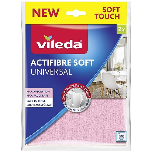 Vileda Actifibre Soft Universal Microvezeldoek, roze en grijs, 2 stuks