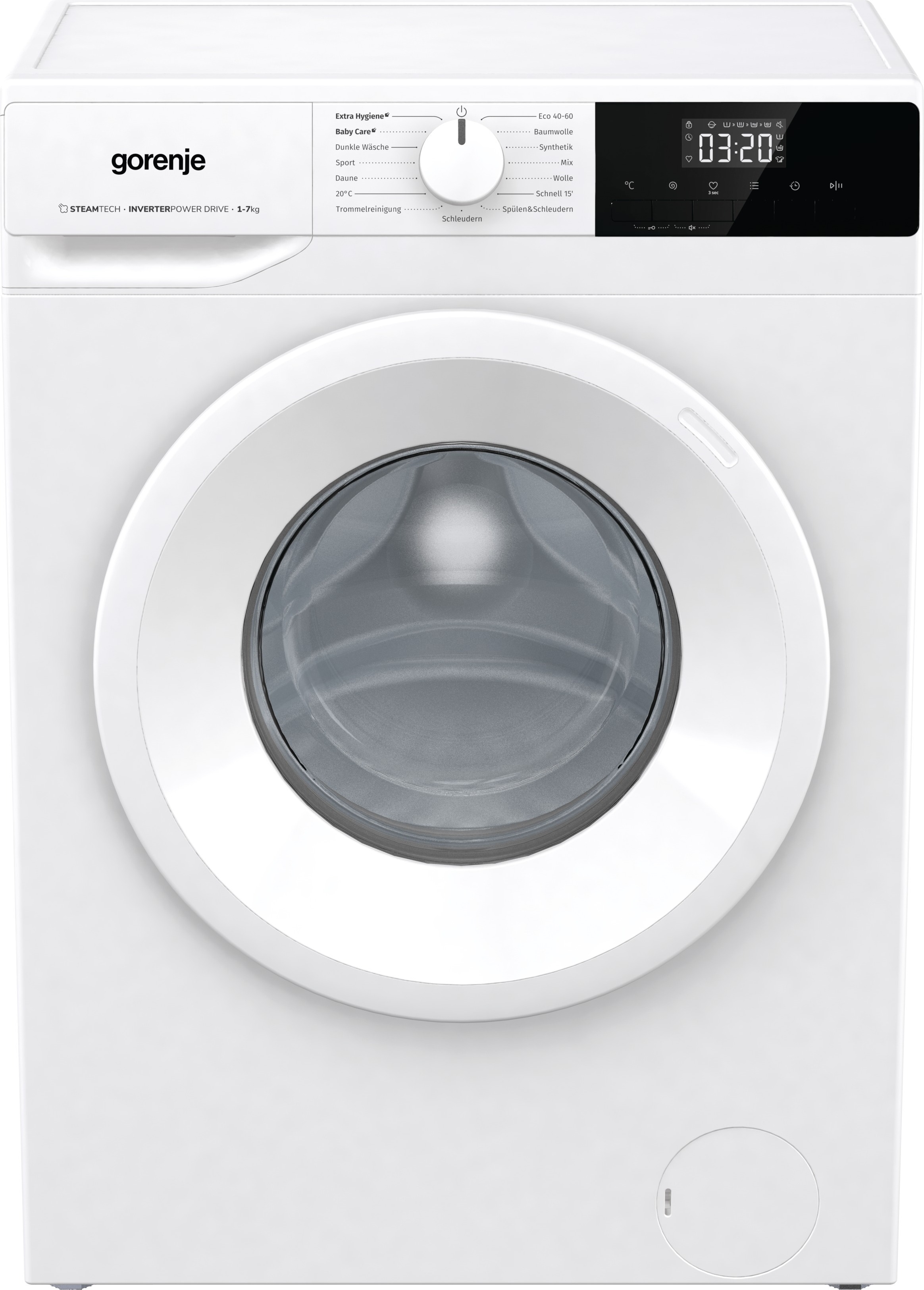 Gorenje WNHPI74SCS/DE Waschmaschine - Inverter PowerDrive Motor - Aqua Stop - Slim Line - 7kg Fassungsvermögen - 15 Waschprogramme - Automatikprogramm - ECO-Programm - Weiß