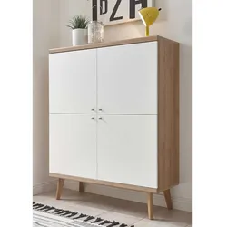 Kommode in Eichefarben und Weiß Skandi Design