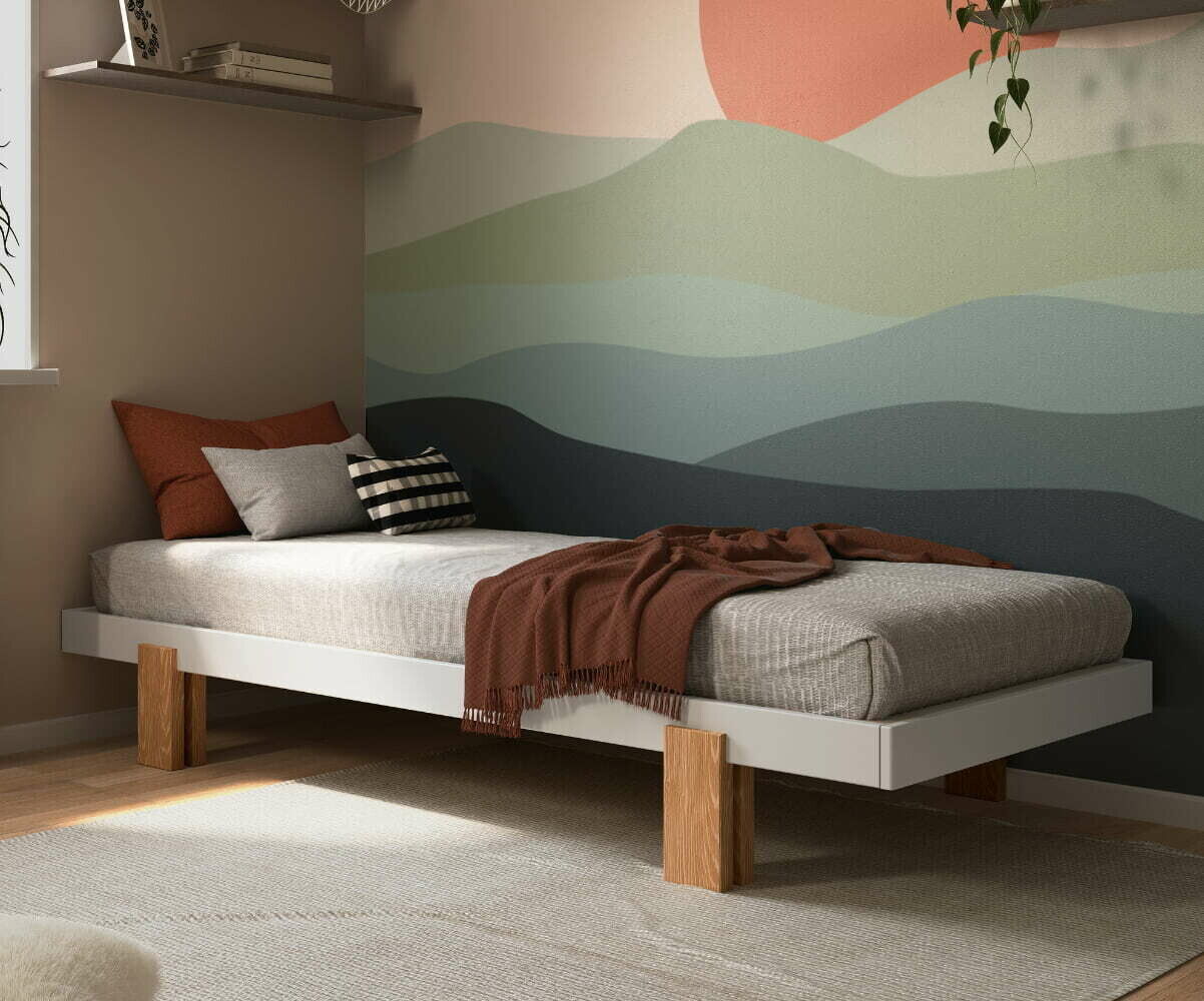 Ma Chambre d'Enfant Lit gigogne adulte Sany  Blanc et bois 80x200 cm