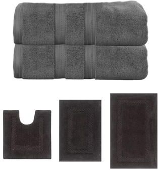 Home Weavers Inc Home Weavers Classy Bath Mat 100% Soft Cotton Super Absorbent 2 Pcs Bath Towel Set & 3 Pc Bath Rug Set, Machine Wash (Set of 5)