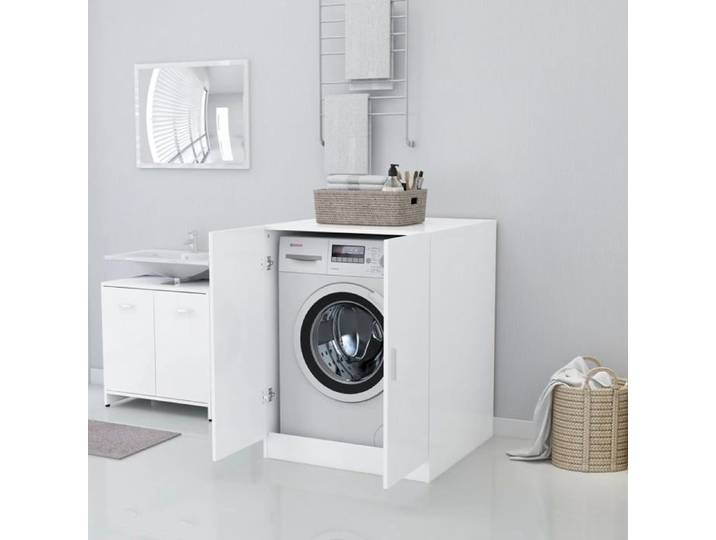 Solde 2026 Organisateur de salle de bain buanderie White - Meuble pour machine à laver Blanc 53.5 Kg 43762571