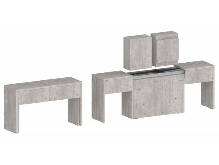 Sitzgruppe HOME AFFAIRE Praktika , grau (beton), B:290cm H:45cm T:25cm, Sitzmöbel-Sets, Sitzgruppe, Je Bank ausziehbar bis 290 cm